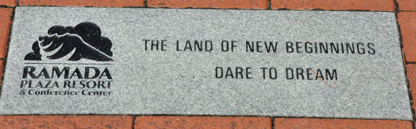 Land of New Beginnings plaque